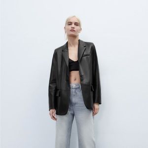 Zara Faux Leather Blazer